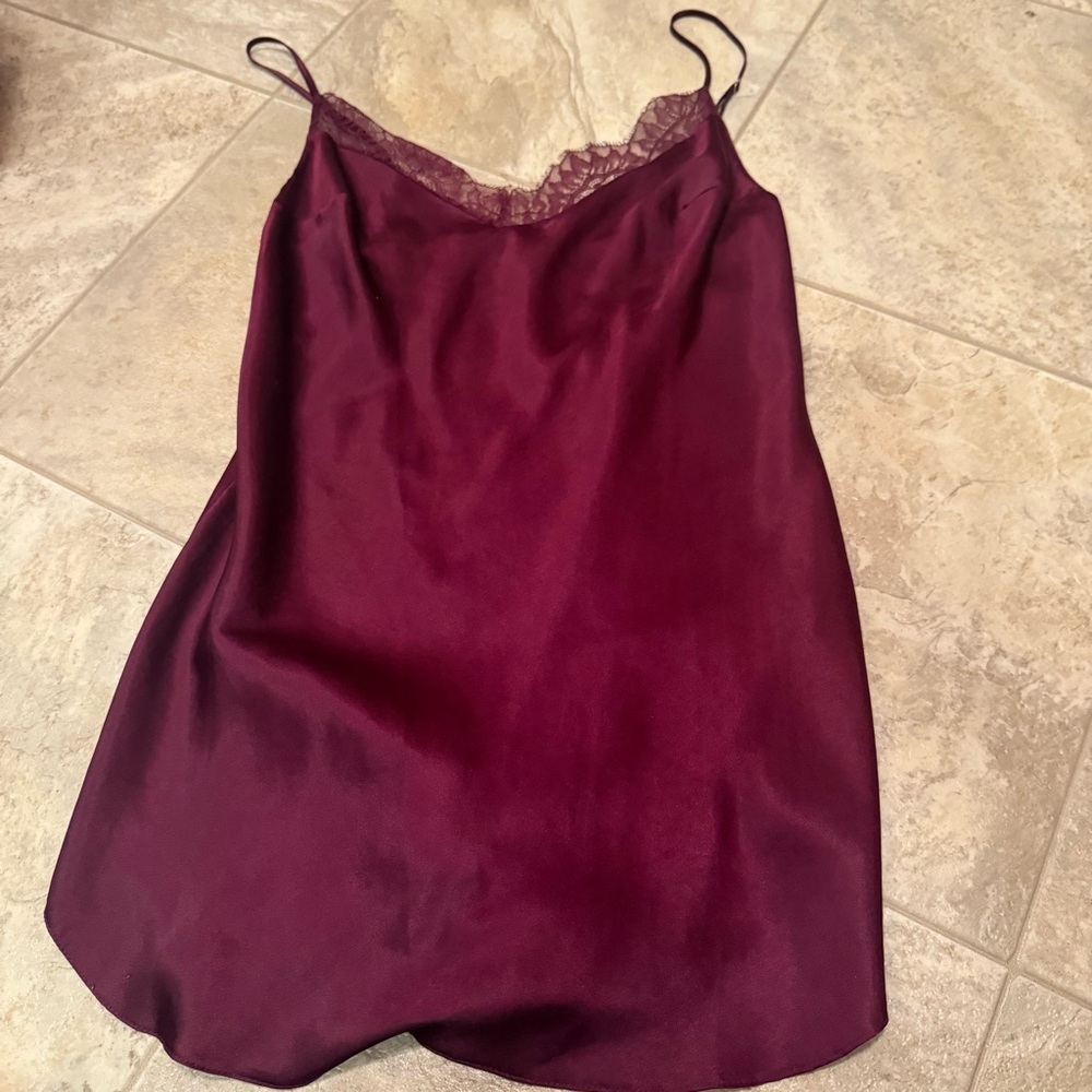 Victoria's Secret purple Satin Chemise with Lace Trim